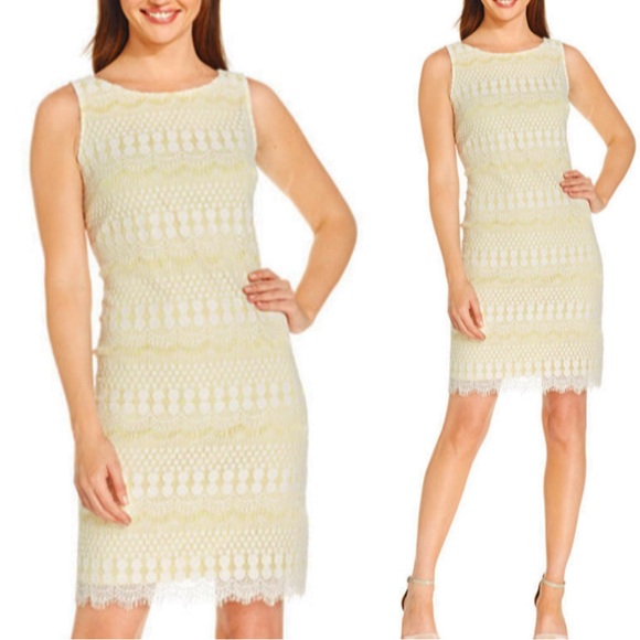 Jessica Howard Dresses & Skirts - Jessica Howard yellow white lace overlay sleeveless pencil dress size 6P